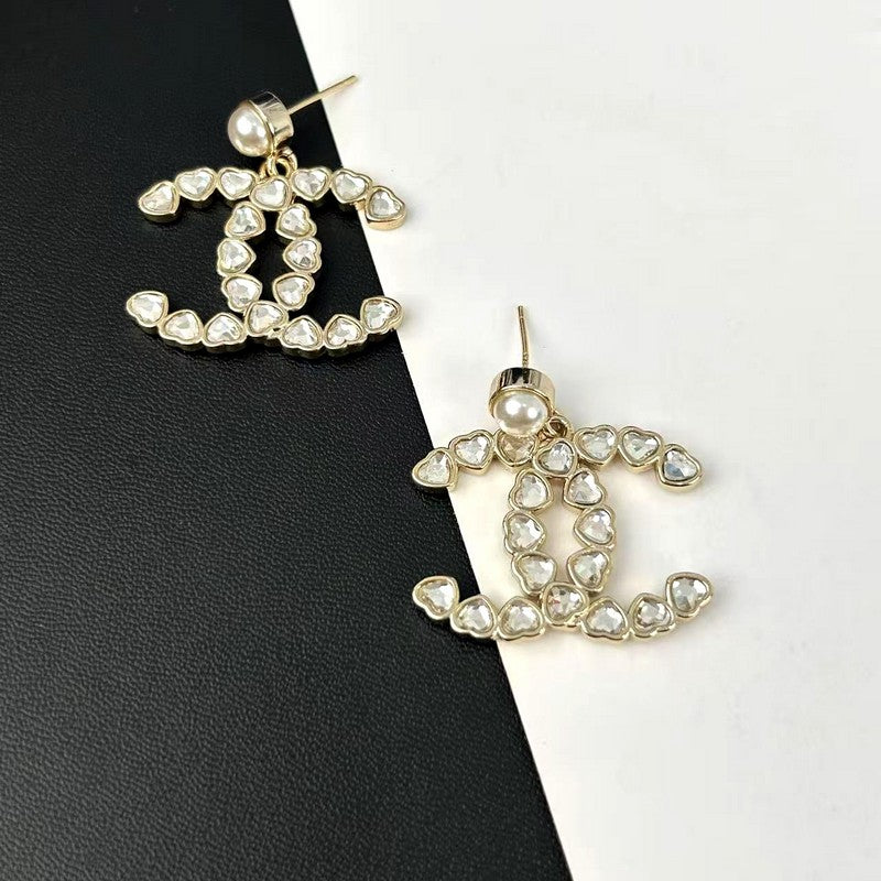 18K Chanel 25B Crystal Small Heart Earrings