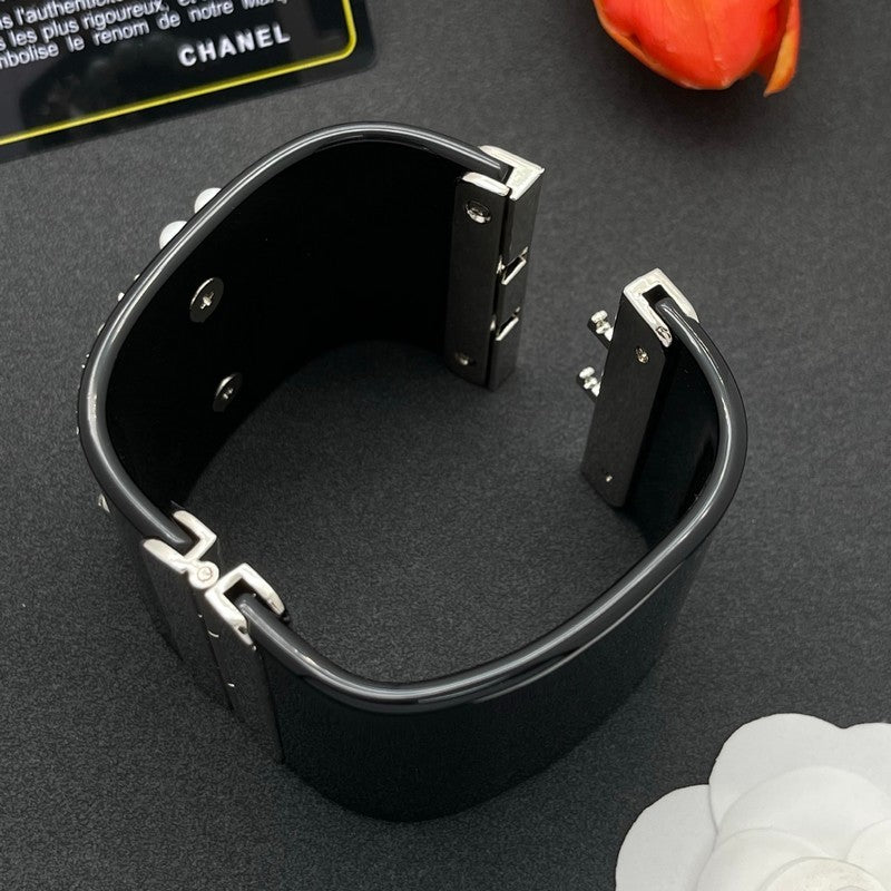 18K Chanel Pearl & Diamond Black Cuff Bracelet
