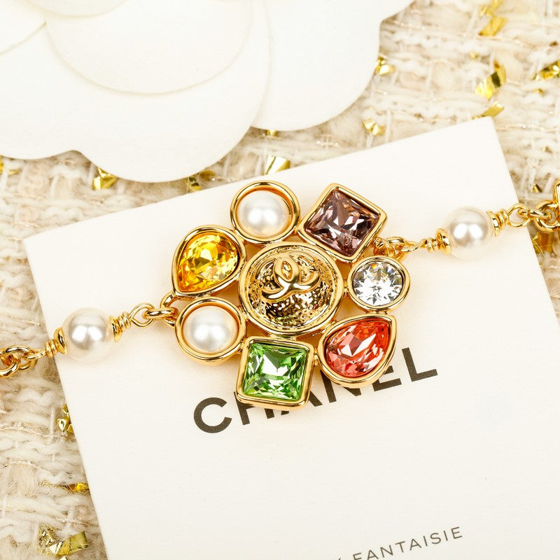 18K Chanel 26C Color Crystal Flower Bracelet