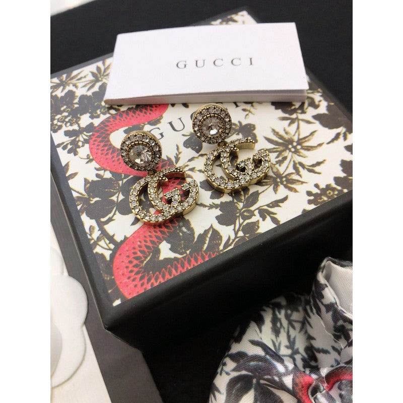 18K Gucci Crystal Pendant Earrings