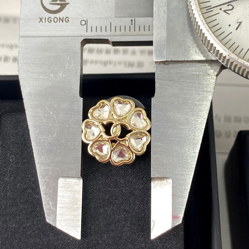 18K Chanel 25B Heart Crystal Earrings