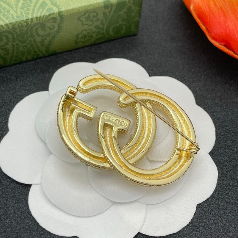 18K Gucci Gold Diamond Brooch
