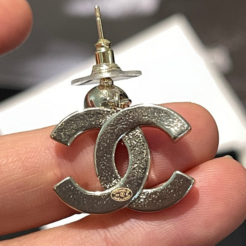 18K Chanel Blue Diamond Pendant Gold Earrings