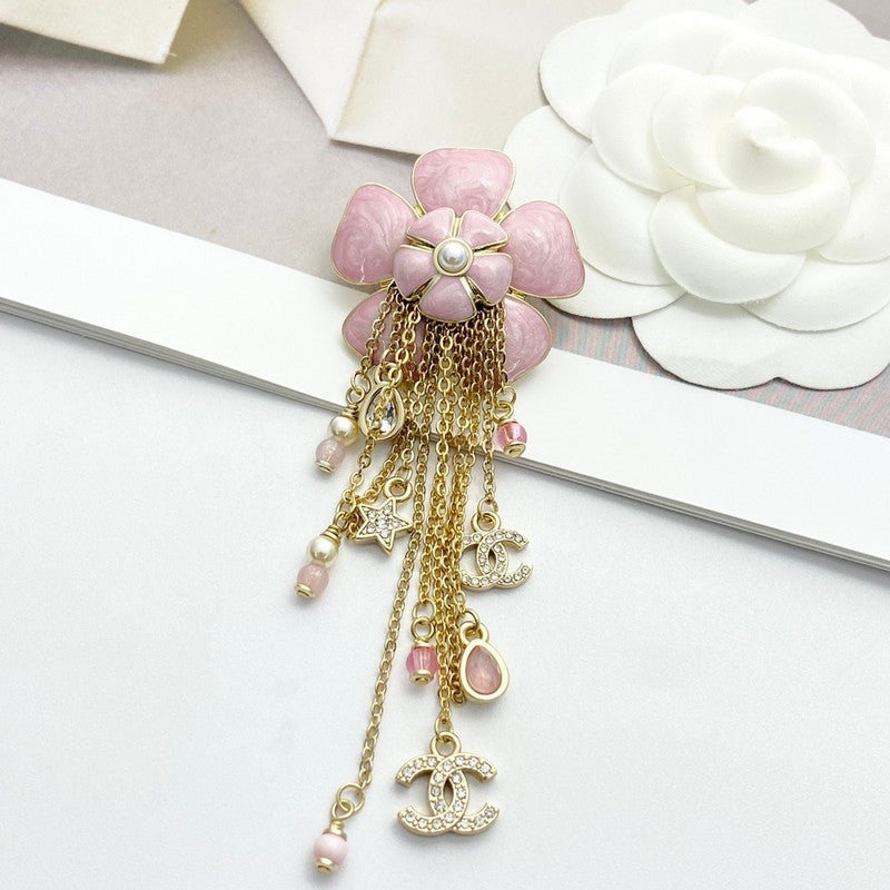 18K Chanel Camellia Tassel Brooch