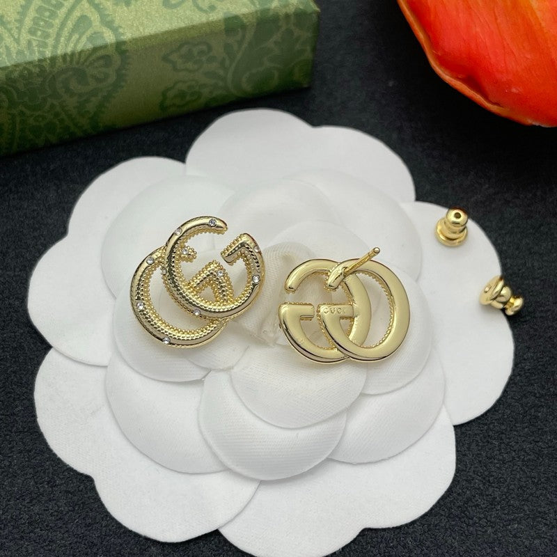 18K Gucci Pave Diamond Gold Earrings