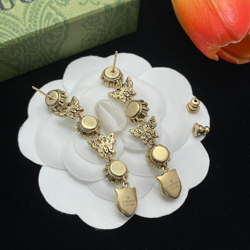 18K Gucci Tiger Color Crystal Earrings