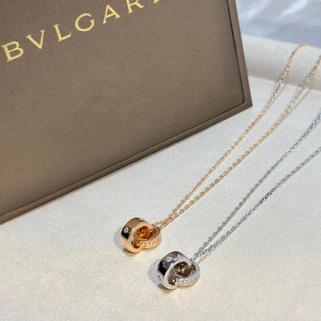 18K BVLGARI BV Two Rings Necklace