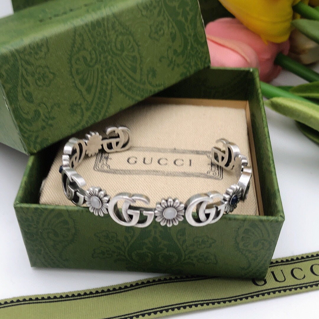 Gucci Flowers Open Cuff Bracelet