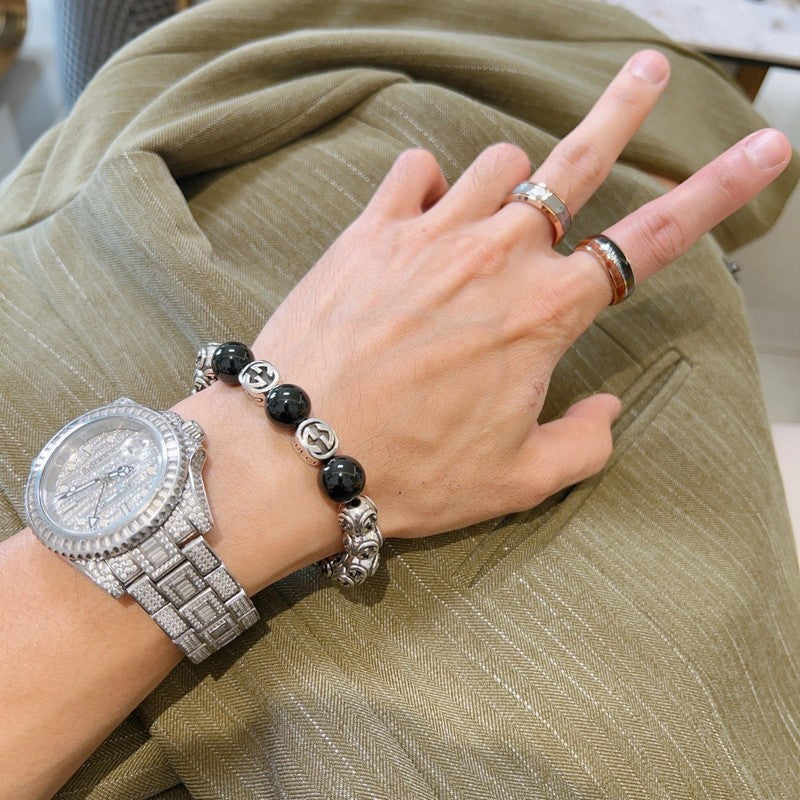 18K Gucci Anger Forest Black Bead Chain Bracelet