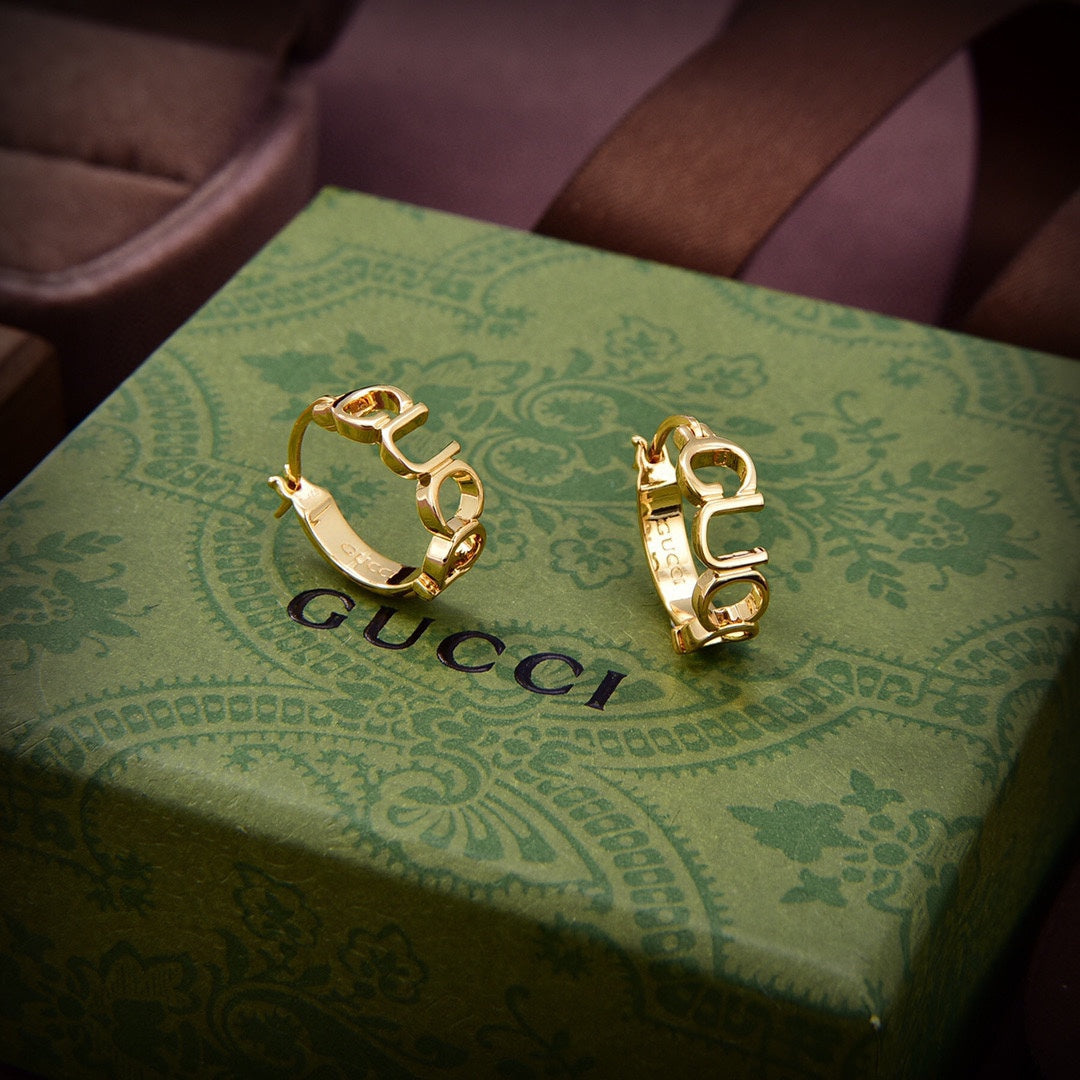 18K Gucci Script Earrings
