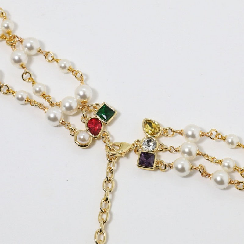 18K Chanel Color Crystal Long Pearl Necklace
