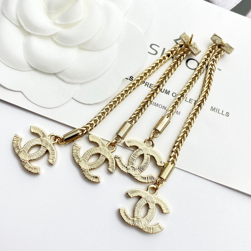 18K Chanel Long Tassel Diamond Earrings