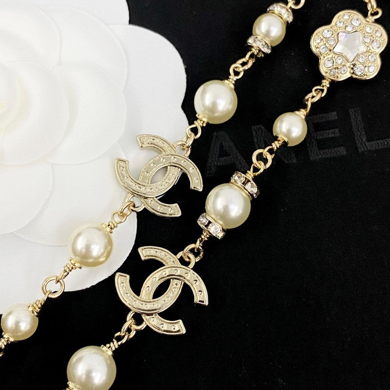 18K Chanel Long Diamond & Pearl Necklace
