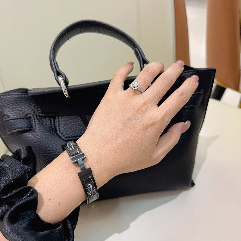 18K Clic Hermes Black Color Bracelet