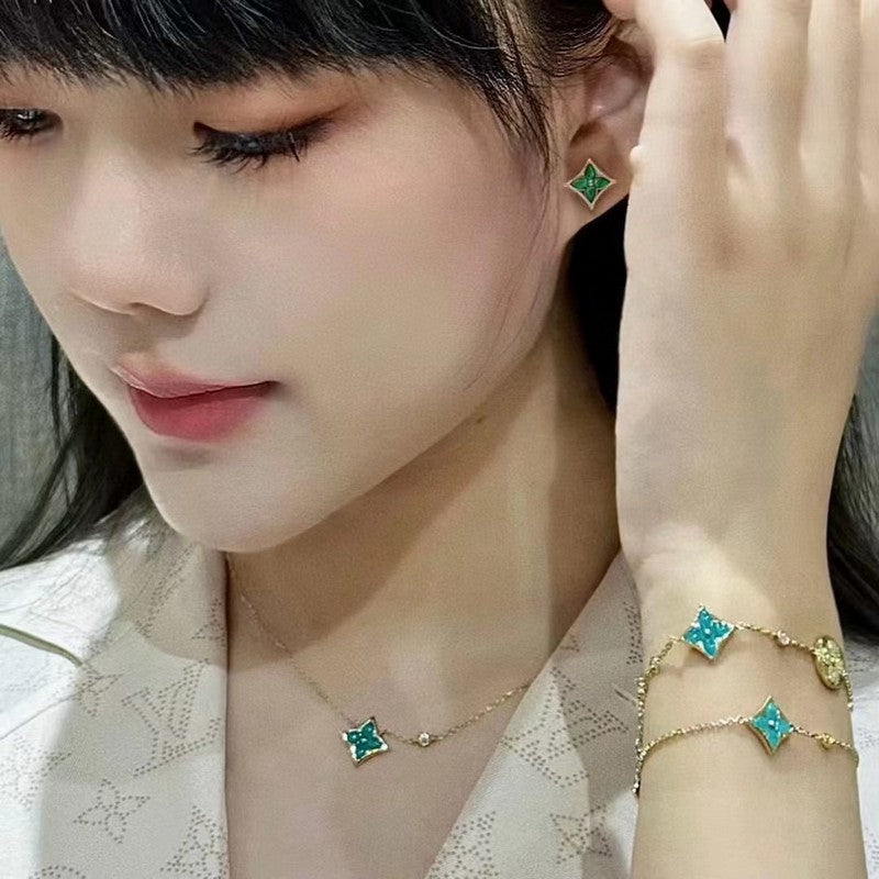 18K Louis Vuitton Blue Color Blossom BB Star Earrings