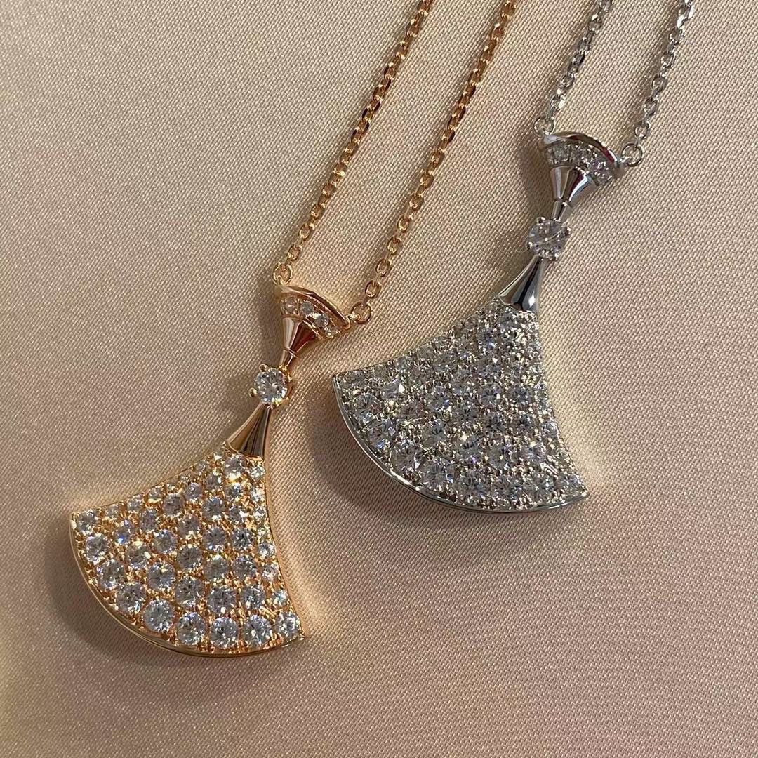 18K BVLGARI BV Divas' Dream Pave Diamond Necklace