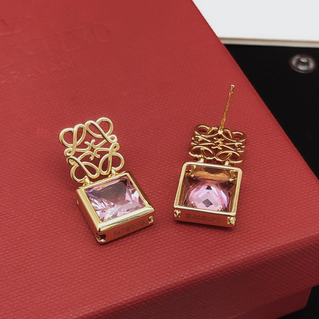 18K Loewe Anagram Crystal Earrings
