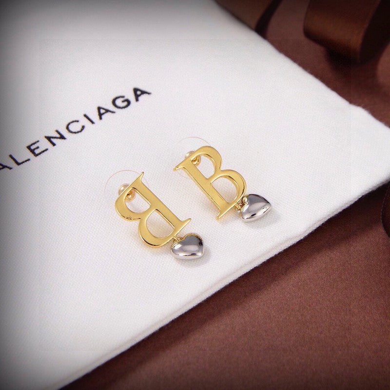 18K Balenciaga Heart Drop Earrings