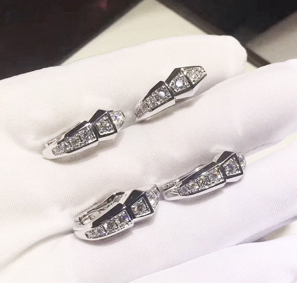 18K BVLGARI BV Serpenti Diamond Earrings