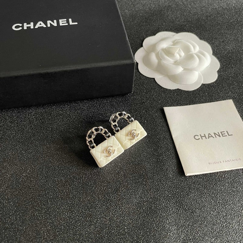 18K Chanel Color Bag Gold Earrings