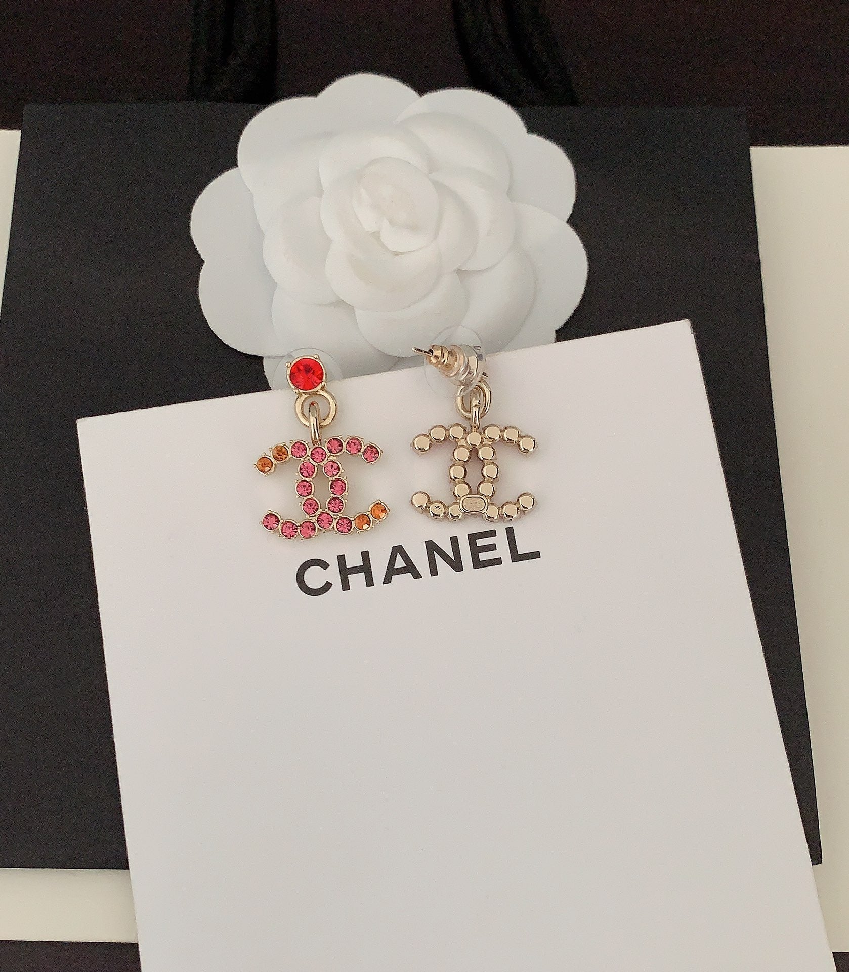 18K Chanel Pink Crystals Earrings