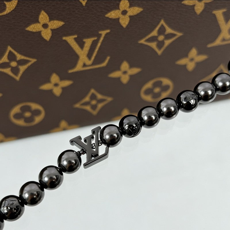 18K Louis Vuitton Monogram Pearls Black Bracelet