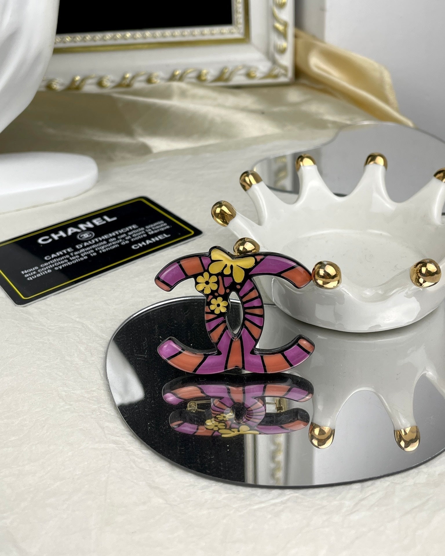 18K Chanel Pink Resin Brooch
