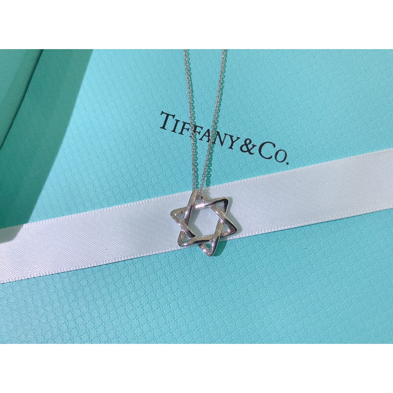 18K Tiffany Star of David Pendant Necklace