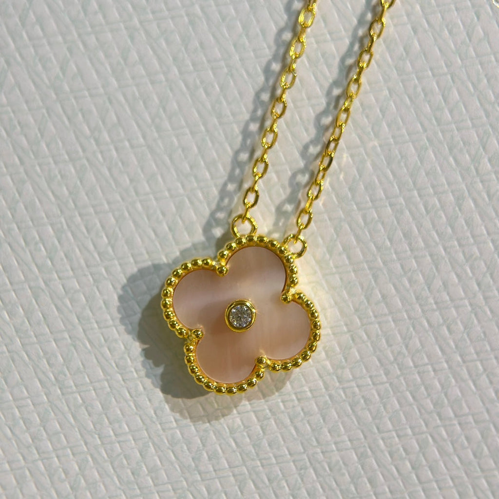 18K Van Cleef & Arpels Sweet Alhambra Pink Clover Necklace