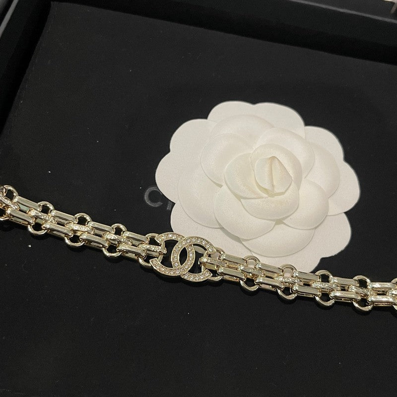 18K Chanel Pave Diamond Gold Necklace