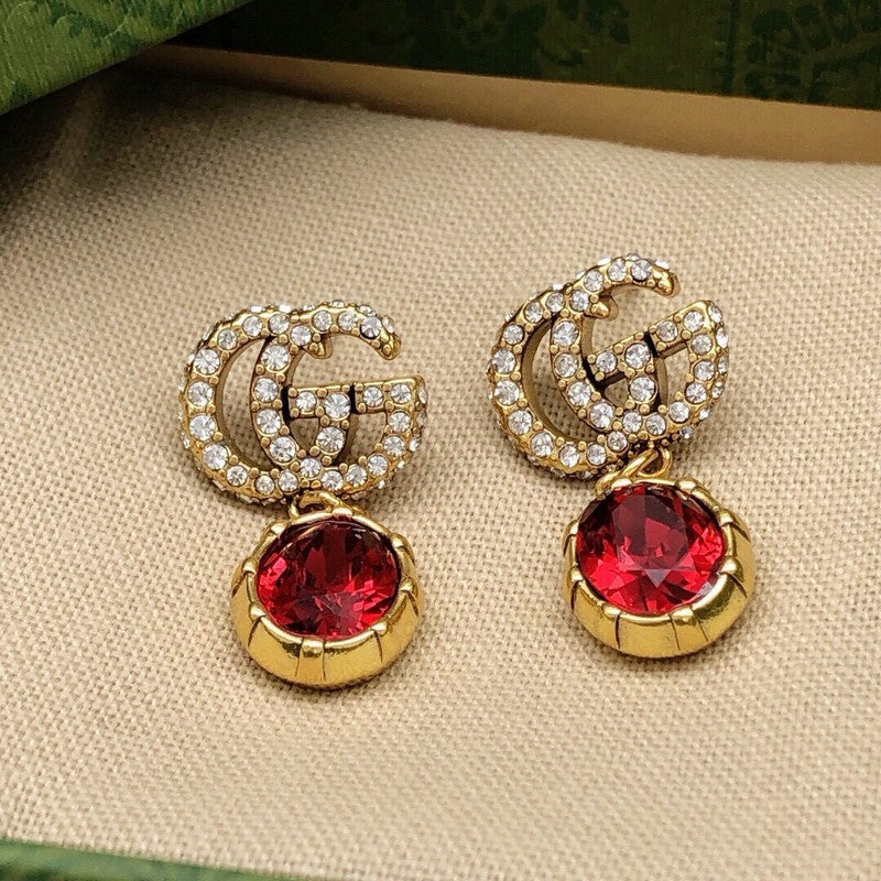 18K Gucci Red Crystal Earrings