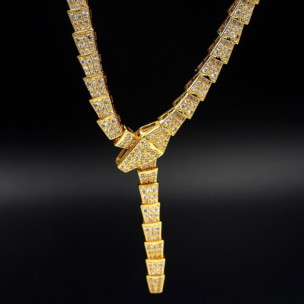 18K BVLGARI BV Serpenti Viper Full Pave Diamonds Necklace