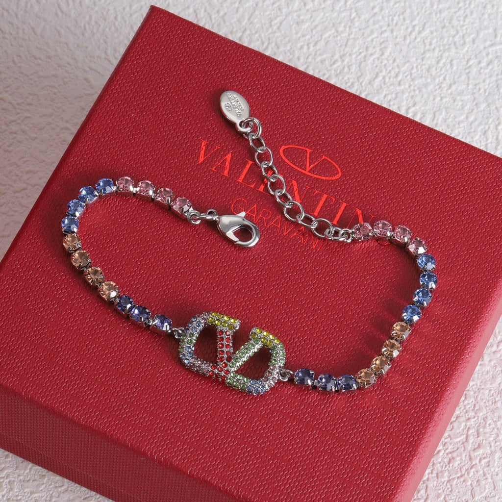 18K Valentino Vlogo Multi-Color Crystals Bracelet