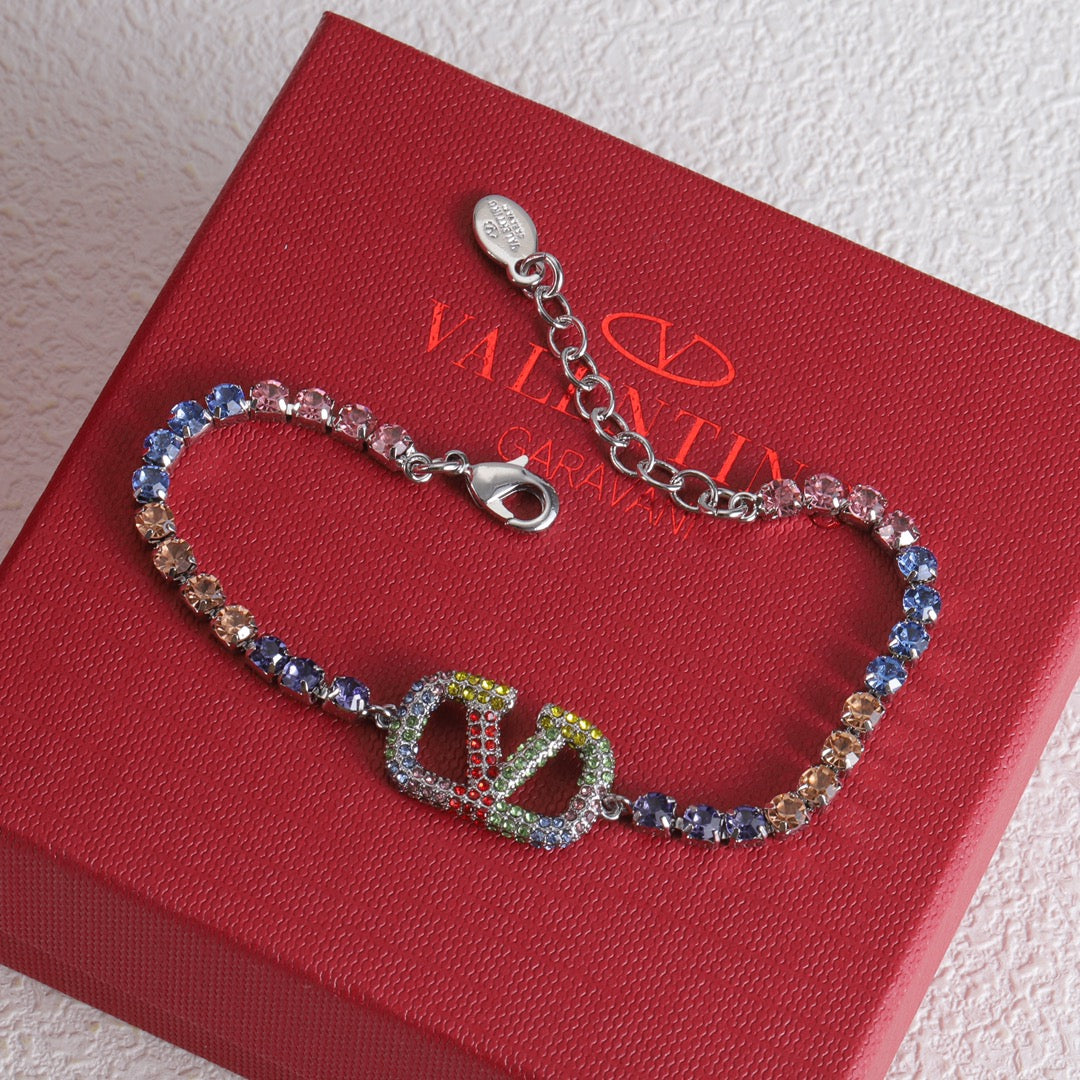 18K Valentino Vlogo Multi-Color Crystals Bracelet