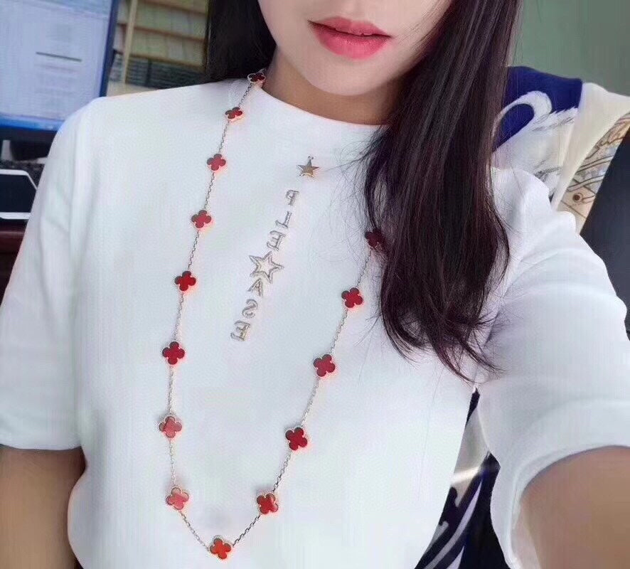 18K Van Cleef & Arpels Vintage Alhambra 20 Motifs Long Necklace