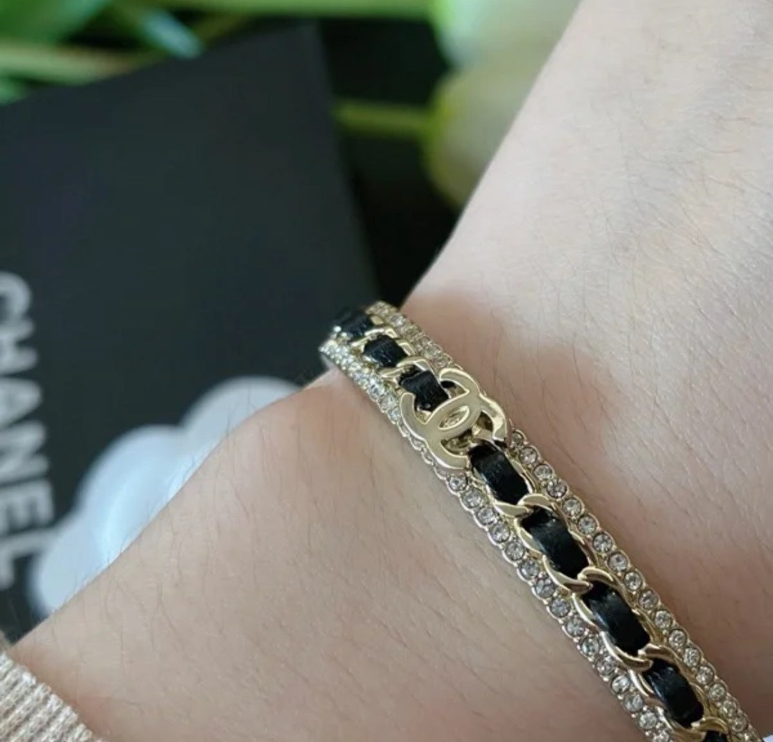 18K Chanel Black Strass Cuff Bracelet