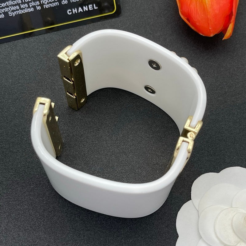 18K Chanel Pearl & Diamond White Cuff Bracelet