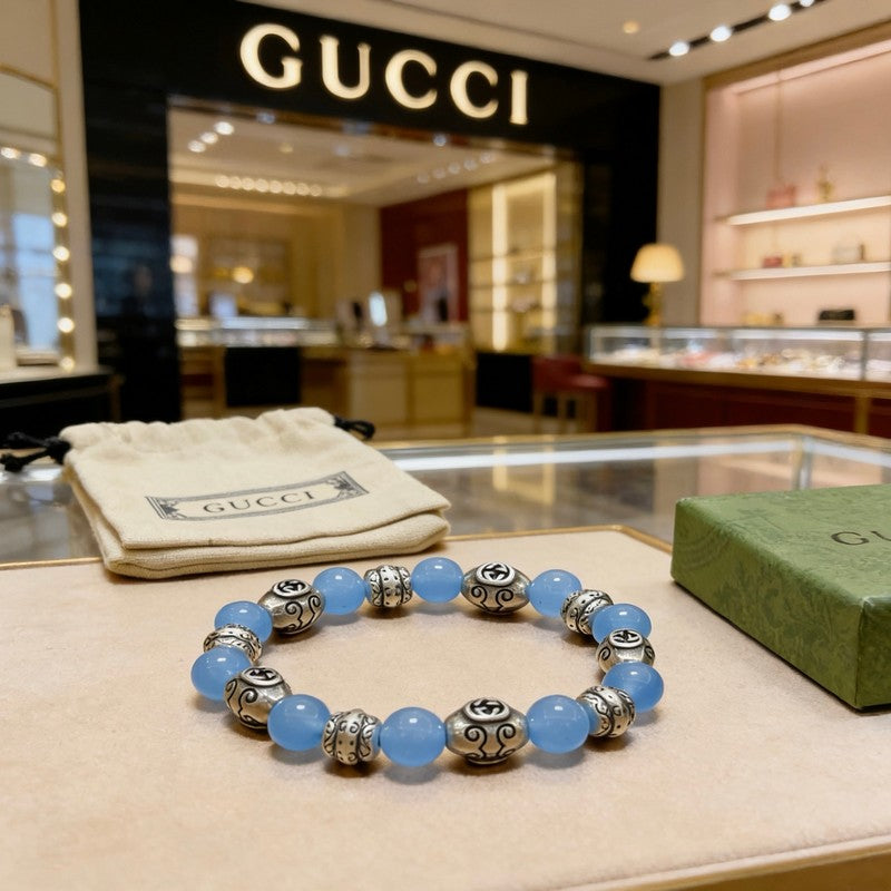18K Gucci Anger Forest Blue Bead Chain Bracelet
