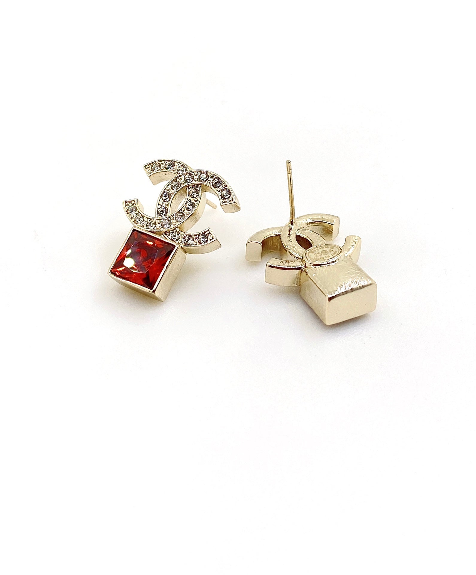 18K Chanel Red Crystal Earrings