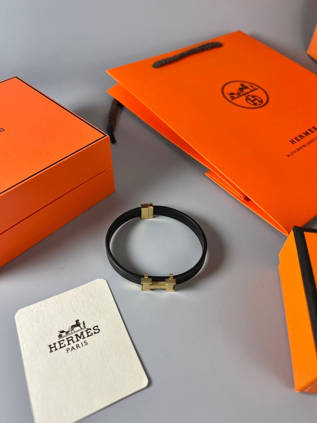 18K Belt Black Hermes Bracelet