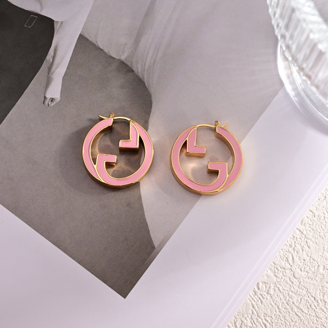 18K Gucci Pink Hollow Earrings