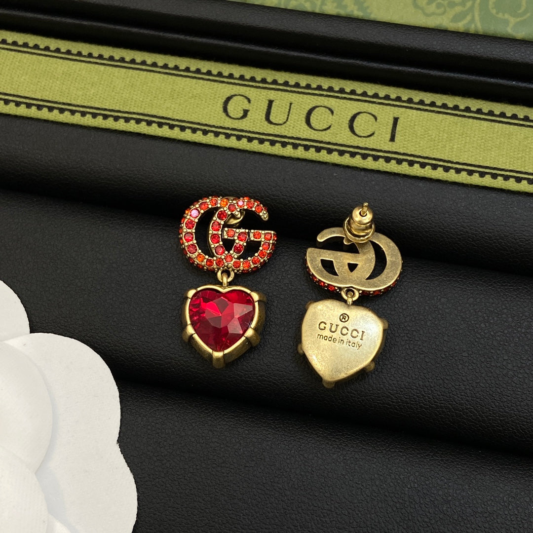 18K Gucci Red Crystal Earrings