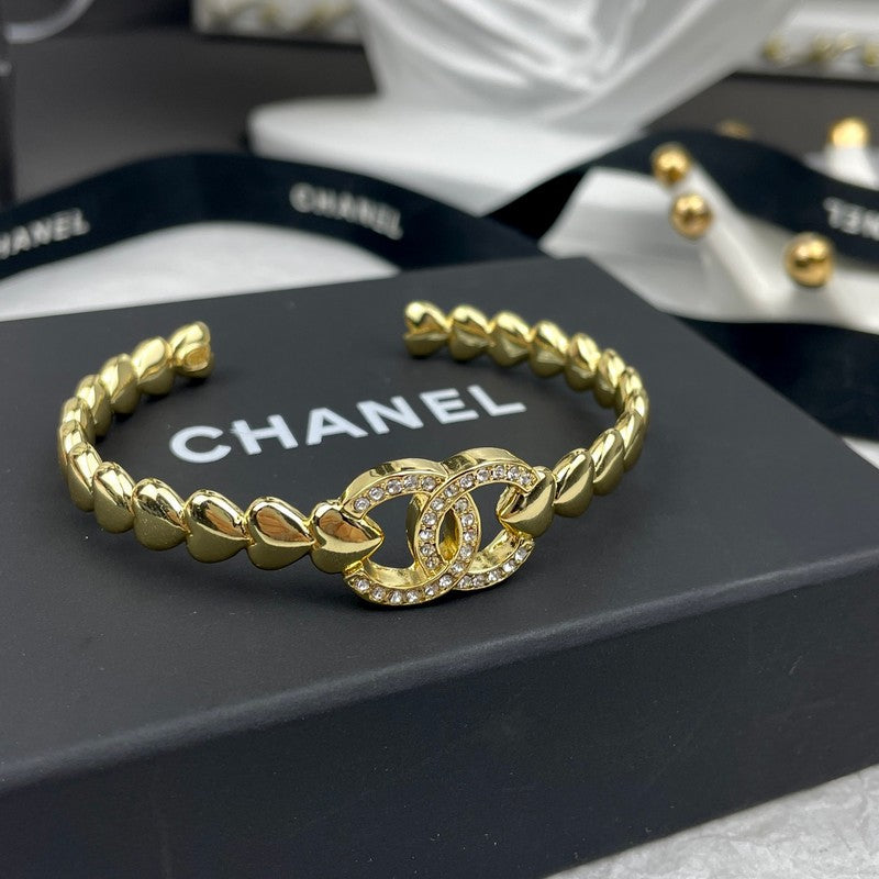 18K Chanel Diamond Heart Open Cuff Bracelet