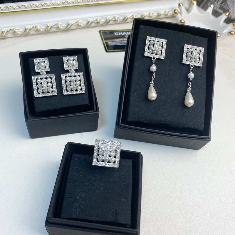 18K Chanel Diamond Pearl Perfume Earrings