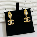 18K Chanel Crystal Gold Earrings