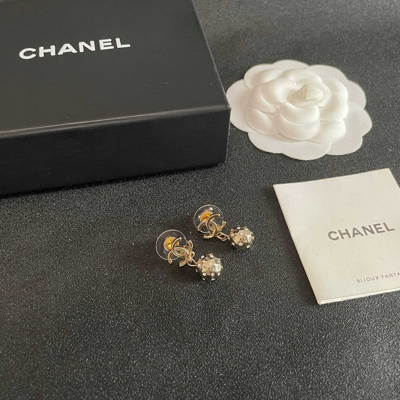 18K Chanel Diamond Ball Earrings