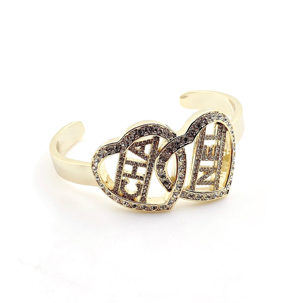 18K Chanel Crystals Heart Cuff Bracelet