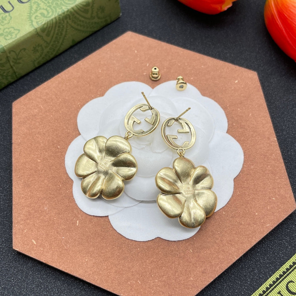 18K Gucci Color Crystals Flower Earrings