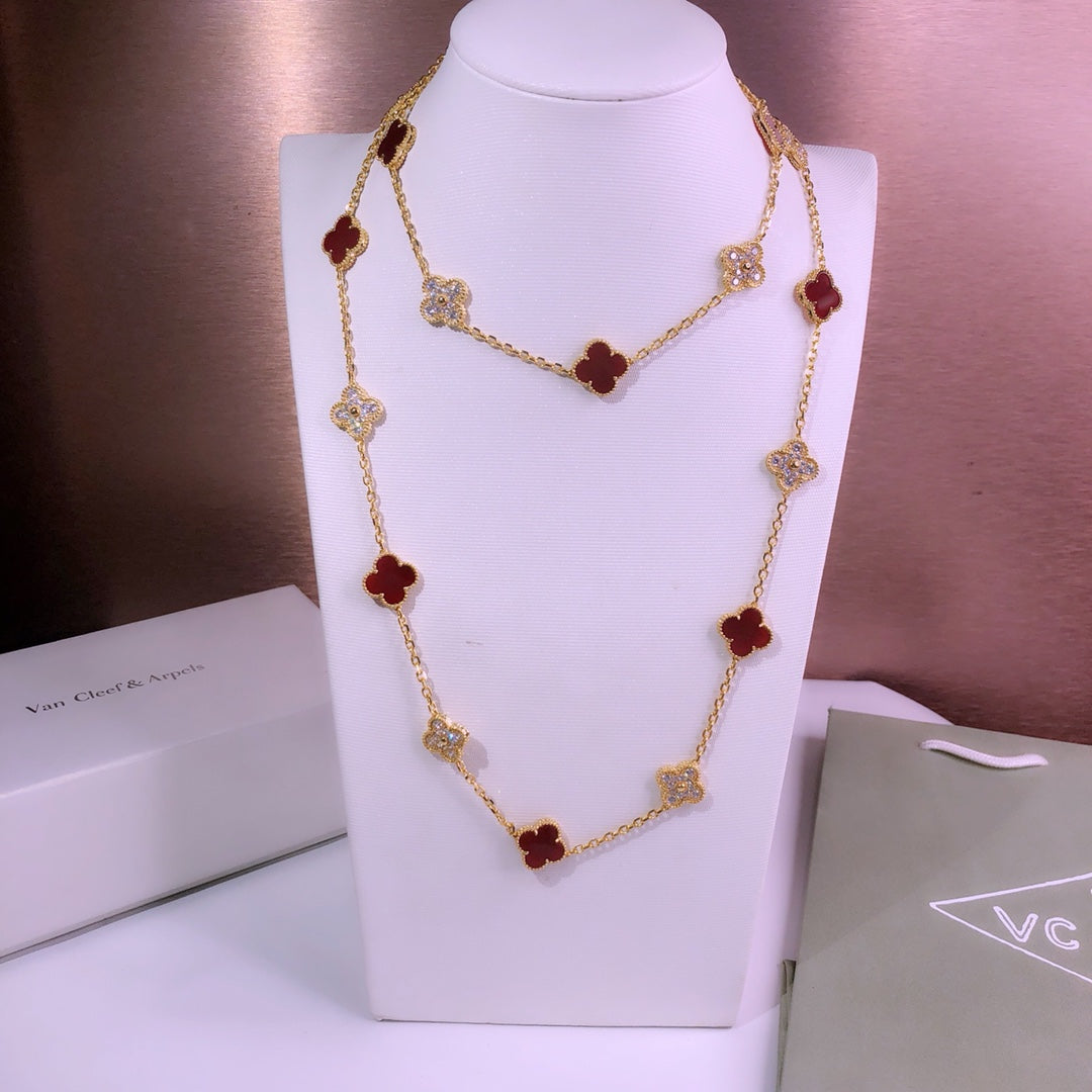 18K Van Cleef & Arpels Vintage Alhambra 20 Motifs Long Necklace