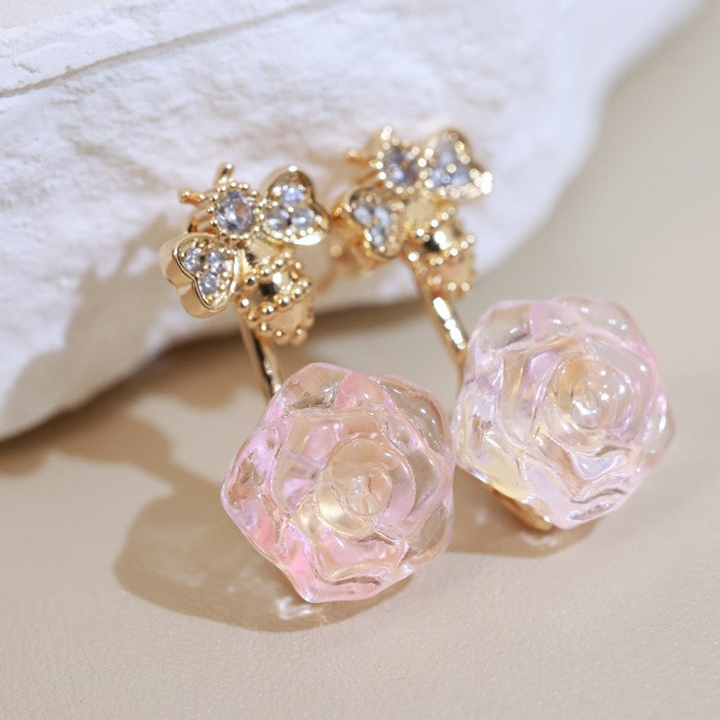 18K Dior Pink Flower Earrings